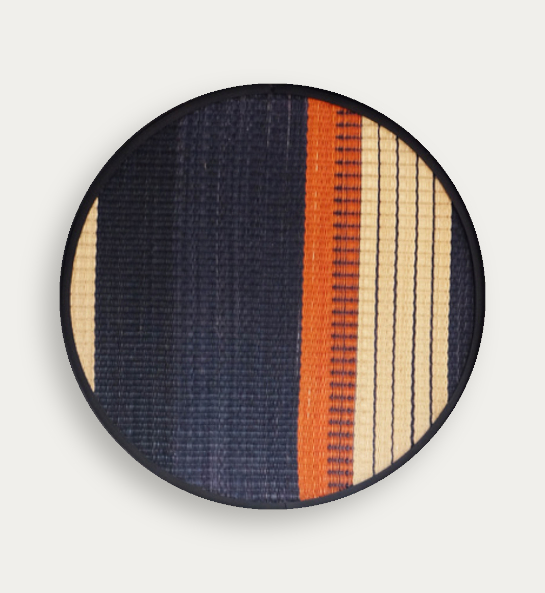 Orange reed and black frame artwork 60 cmDia